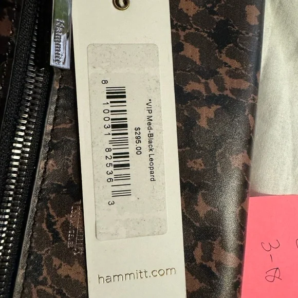 NWT Med VIP Black Leopard Hammitt. GM hardware. Suede red lining. - Picture 3 of 8